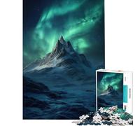 Puzzle per adulti da 1000 pezzi montagna innevata sotto l'aurora boreale Sfida per l'intelligenza e il cervello Giocattolo avvincente divertente antistress Regalo per donne e uomini (75x50cm)