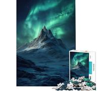 Puzzle per adulti da 1000 pezzi montagna innevata sotto l'aurora boreale Sfida per l'intelligenza e il cervello Giocattolo avvincente divertente antistress Regalo per donne e uomini (38x52cm)