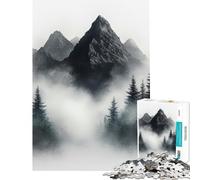 Puzzle per adulti da 1000 pezzi montagna monocromatica foresta nella nebbia Un gioco avvincente per coltivare la pazienza ideale per tutta la famiglia perfetto come decorazione o regalo divertente