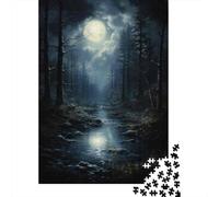 Puzzle Per Adulti Da 1000 Pezzi Moonlit Forest Stream Puzzle Giochi Rilassanti Decorazione Murale Difficile E Stimolante 70x50cm/1000pcs