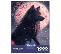 Puzzle Per Adulti Da 1000 Pezzi Moonlit Wolf & Cherry Blossoms Puzzle Giochi Rilassanti Taglio Di Precisione Interazione Genitore-figlio 70x50cm/1000pcs