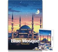 Puzzle per adulti da 1000 pezzi, Moschea Blu di Istanbul di notte, giochi rilassanti, vacanze a casa, ammazza il tempo, regali di Babbo Natale segreto, dimensioni 38x52cm