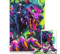 Puzzle per adulti da 1000 pezzi mostro lupo al neon giocattolo educativo difficile e stimolante per rafforzare l'amore tra le coppie 38x52cm