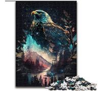 Puzzle per adulti da 1000 pezzi, motivo: aquila a doppia esposizione, gioco interattivo per famiglie, ideale per adolescenti, rompicapo (dimensioni: 50x75cm)