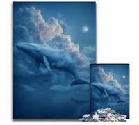 Puzzle per adulti da 1000 pezzi, motivo: balena blu tra le nuvole, puzzle in legno, giochi divertenti, ideale come regalo per tutta la famiglia, dai 14 anni in su, 50x75cm
