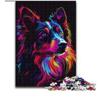 Puzzle per adulti da 1000 pezzi, motivo: Border Collie, DJ Neon, in legno, perfetto per decorare la casa o l'ufficio, regalo di Natale ideale, 50x75cm, gioco interattivo per famiglie