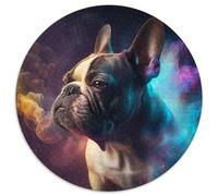 Puzzle per adulti da 1000 pezzi, motivo: Bulldog, puzzle rotondi da 1000 pezzi, idea regalo per compleanno, gioco rompicapo impegnativo, 67,5x67,5 cm