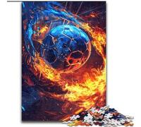 Puzzle per adulti da 1000 pezzi, motivo: calcio con fiamme, 50x75cm, per feste, compleanni e serate di giochi in famiglia