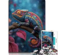 Puzzle per adulti da 1000 pezzi, motivo: camaleonte colorato, aiuta il cervello a esercitare i giocattoli che creano dipendenza e coltivano la pazienza, regalo per compleanni (38x26cm)