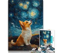 Puzzle per adulti da 1000 pezzi, motivo: cane con cielo notturno, antistress, sfida difficile, decorazioni e regali unici per la casa (75x50cm)