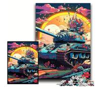 Puzzle per adulti da 1000 pezzi, motivo: carro armato di fiori, puzzle difficili per adulti, 50x75cm, regalo per la sfida del cervello, attività educativa per adolescenti.