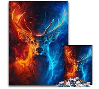 Puzzle per adulti da 1000 pezzi, motivo: cervi di ghiaccio e fuoco, perfetto come decorazione fai da te o regalo di compleanno, 50x75CM/19,68x29,52 pollici.