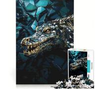Puzzle per adulti da 1000 pezzi, motivo coccodrillo geometrico blu, gioco interattivo, per divertimento in famiglia, compleanni e altre occasioni 38x52cm