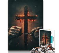 Puzzle per adulti da 1000 pezzi, motivo: croce fiammeggiante, per adolescenti, gioco stimolante, ideale come regalo per tutta la famiglia (dimensioni 75x50cm)
