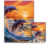 Puzzle per adulti da 1000 pezzi, motivo: delfini, colorati, rompicapo per adolescenti, divertente serata di giochi in famiglia, 50x75CM/19,68x29,52 pollici