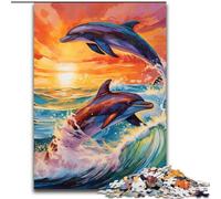 Puzzle per adulti da 1000 pezzi, motivo: delfino, arte colorata, puzzle impegnativi per l'interazione familiare e un regalo divertente, design astratto vibrante (dimensioni 50x75cm)