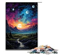 Puzzle per adulti da 1000 pezzi motivo fantasy spaziale paesaggio psichedelico colorato modello da aiuta il cervello a esercitare i giocattoli per coltivare la pazienza 75x50 cm.
