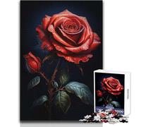 Puzzle per adulti da 1000 pezzi, motivo: fiaba, rosa rossa, fiore, tranquillo e rilassante, ideale per il tempo libero, taglio preciso, giocattolo artigianale, dimensioni: 38x52cm