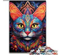 Puzzle per adulti da 1000 pezzi, motivo: gatti colorati, in legno, attività divertente per la casa, 50x75cm, coinvolgente attività per serate di gioco in famiglia