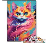 Puzzle per adulti da 1000 pezzi, motivo: gatti colorati, in legno, attività divertente per la casa, 50x75cm, coinvolgente attività per serate di gioco in famiglia