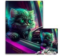 Puzzle per adulti da 1000 pezzi, motivo: gattino in auto sportive. Ideale per il divertimento in famiglia, il relax e come regalo per le feste. Dimensioni: 50x75cm/19,68x29,52 pollici.