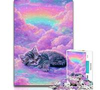 Puzzle per adulti da 1000 pezzi motivo: gattino sognante puzzle da 1000 pezzi antistress sfida difficile decorazioni e regali unici per la casa 75x50cm