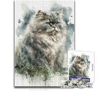 Puzzle per adulti da 1000 pezzi, motivo: gatto britannico a pelo lungo, arte, svago, relax e tranquillità, ideale per giocare, taglio preciso, giocattolo artigianale, dimensioni: 50x75cm