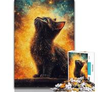 Puzzle per adulti da 1000 pezzi, motivo: gatto che guarda il cielo, interessante strumento per ridurre lo stress, per la decorazione della casa, per bambini dai 14 anni in su, 38x26cm