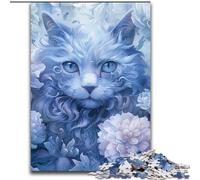 Puzzle per adulti da 1000 pezzi,motivo: gatto dagli occhi azzurri,in legno come decorazione fai da te o regalo di compleanno,50x75cm,divertente artigianato per tutta la famiglia