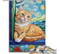 Puzzle per adulti da 1000 pezzi,motivo: gatto del cielo notturno di Van Gogh,realizzato in cartone,perfetto come decorazione fai da te o regalo di compleanno,38x26cm,divertente artigianato