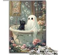 Puzzle per adulti da 1000 pezzi, motivo: gatto nero astratto artistico, puzzle difficili per adulti, ideali per decorare casa e ufficio, regalo perfetto per il compleanno (dimensioni 50x75cm)
