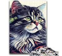 Puzzle per adulti da 1000 pezzi, motivo: gatto, pop art, volto di animale, aiuta il cervello a esercitare i giocattoli avvincenti per coltivare la pazienza, collezione di artisti, belle arti, 50x75cm