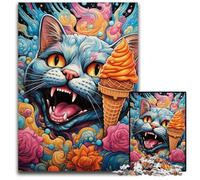 Puzzle per adulti da 1000 pezzi, motivo: gatto psichedelico, puzzle impossibili per adulti, ideali per divertimento in famiglia, relax e regali per le feste, 26X38CM/10,23x14,96 pollici.