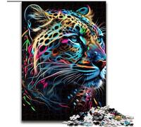 Puzzle per adulti da 1000 pezzi, motivo: giaguaro, Pop Art, con volto di animale, in cartone, ideali per decorare casa e ufficio, regalo perfetto per il compleanno (dimensioni 26x38cm).
