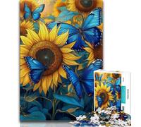 Puzzle per adulti da 1000 pezzi, motivo: girasole e farfalla, gioco per famiglie, antistress, sfida difficile, rafforza l'amore tra coppie (75x50cm)