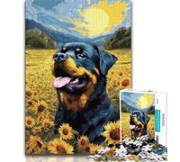 Puzzle per adulti da 1000 pezzi, motivo: Girasole Rottweiler, antistress, sfida difficile, ideale come regalo per tutta la famiglia, 75x50cm