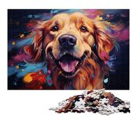 Puzzle per adulti da 1000 pezzi motivo Golden Retriever fantasy giochi in legno per famiglie regali di Natale e compleanno 1000 pezzi (75x50 cm)