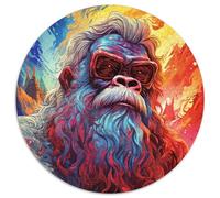 Puzzle per adulti da 1000 pezzi, motivo: gorilla colorati, puzzle rotondi in carta, perfetti per adolescenti e famiglie, compleanni (67,5x67,5 cm).