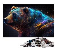 Puzzle per adulti da 1000 pezzi motivo: graffiti artistici orso bruno con poster abbinato e foglio di quiz (dimensioni 38x26 cm)