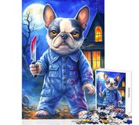 Puzzle per adulti da 1000 pezzi motivo Halloween cane Michael Myers decorazione per la casa giocattoli regalo per compleanni giochi per famiglie migliorare l'amore tra coppie dimensioni 38x52cm