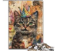 Puzzle per adulti da 1000 pezzi, motivo: "Happy Birthday Cat", giocattoli educativi ideali come regalo per tutta la famiglia, dai 14 anni in su dimensioni 50x75cm