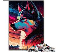 Puzzle per adulti da 1000 pezzi, motivo: Husky, puzzle colorati e impegnativi, dimensioni: 50x75cm. Rompicapo impegnativo, attività per la famiglia, decorazione per la casa, regalo per le feste.
