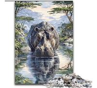 Puzzle per adulti da 1000 pezzi, motivo ippopotamo della giungla, attività divertente per tutta la famiglia, sfida per il cervello, regalo perfetto per adolescenti, 50x75cm