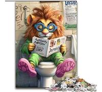 Puzzle per adulti da 1000 pezzi, motivo: Leone che va in bagno, in cartone, dimensioni: 26x38cm, ideale come regalo per le feste e come decorazione per la casa.