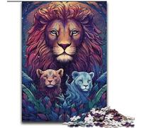 Puzzle per adulti da 1000 pezzi, motivo: leone colorato in legno, rompicapo ad alta difficoltà per adolescenti, 50x75cm, gioco interattivo per famiglie
