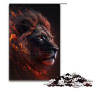 Puzzle per adulti da 1000 pezzi motivo: leone con fuoco e tuono decorazione per la casa ideale come regalo per tutta la famiglia 1000 pezzi (75x50 cm).