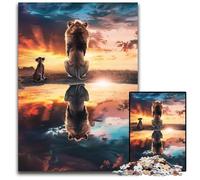 Puzzle per adulti da 1000 pezzi, motivo: leone riflesso, antistress, per ammazzare il tempo in vacanza, un'opera d'arte per bambini dai 14 anni in su, 26x38cm