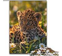 Puzzle per adulti da 1000 pezzi, motivo leopardo delle praterie, attività di legame familiare, regalo per la casa, gioco di ruolo per famiglie (dimensioni 26x38cm)