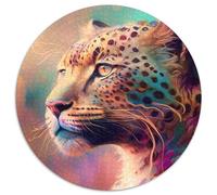Puzzle per adulti da 1000 pezzi, motivo: leopardo fantasy, puzzle rotondi da 1000 pezzi, idea regalo per compleanno, gioco rompicapo impegnativo, 67,5x67,5 cm