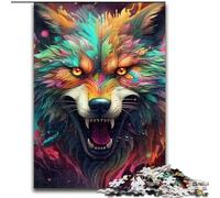 Puzzle per adulti da 1000 pezzi, motivo: lupo colorato, gioco educativo e divertente da interno per la decorazione della casa (dimensioni 50x75cm)